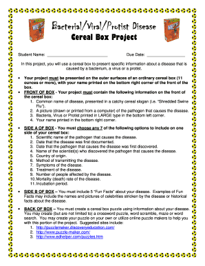 Virus Cereal Box Project  Form