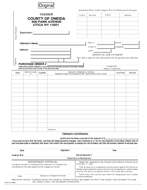 Oneida County Voucher Fillable  Form