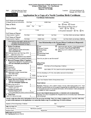 Get and Sign Nc Birth Certificate 2015 Form