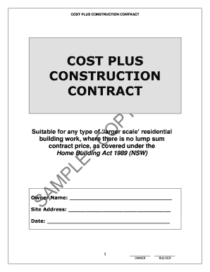 Cost Plus Contract Template  Form