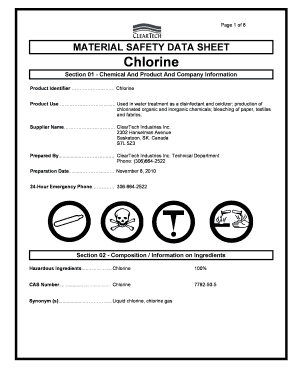 Safety Data Sheet for Chlorine  Form