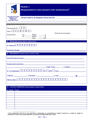 Modelo 1 Registo Comercial  Form