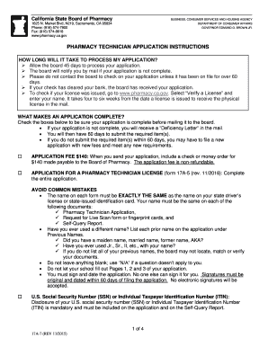 PHARMACY TECHNICIAN APPLICATION INSTRUCTIONS Pharmacy Ca  Form