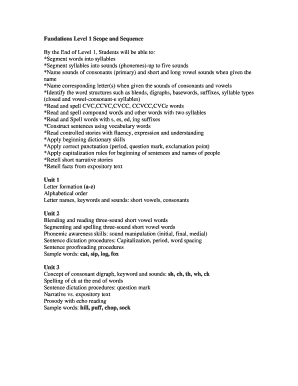 Fundations Scope and Sequence Level 1  Form