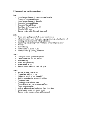 Fundations Level 2 Scope and Sequence  Form