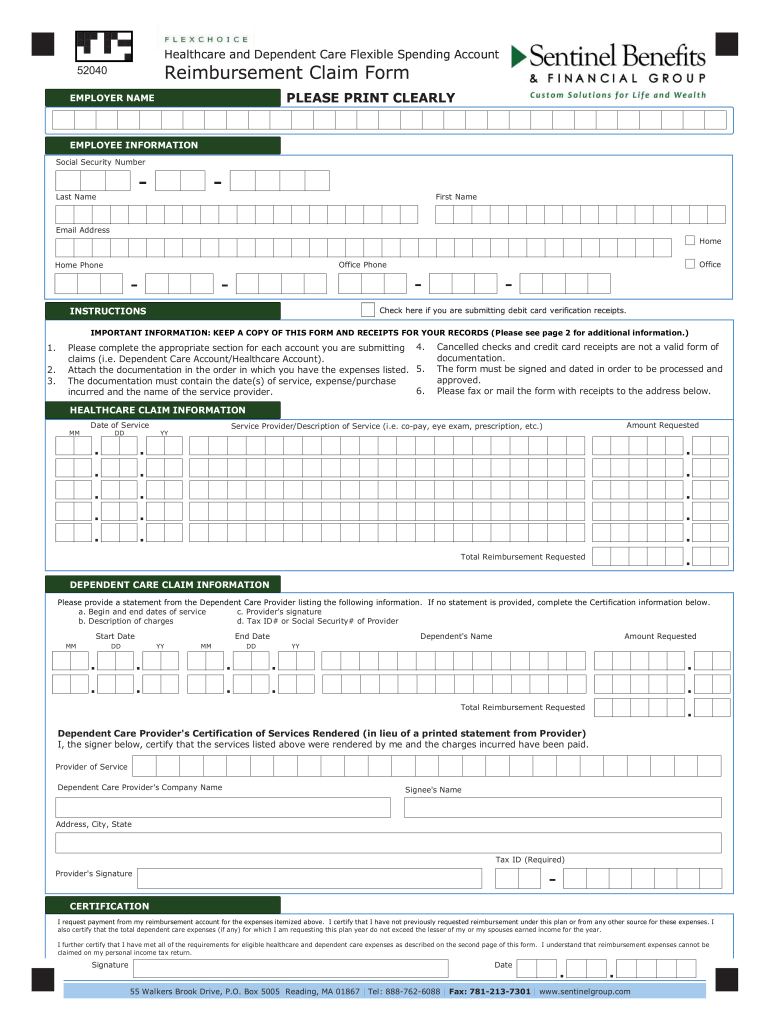 Sentinel Benefits Claim Form