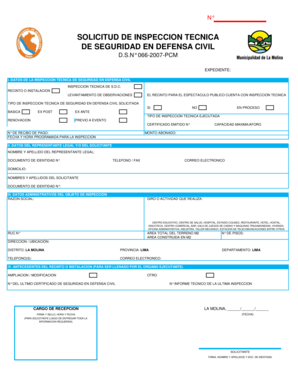 SOLICITUD DE INSPECCION TECNICA DE SEGURIDAD EN Munimolina Gob  Form