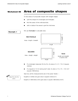 Area of Composite Figures Worksheet 6th Grade PDF  Form
