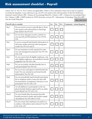 Payroll Risk Assessment Template  Form