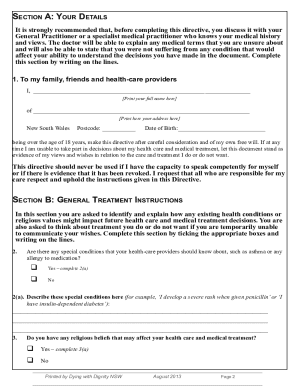 Nsw Advance Care Directive Comprehensive Form