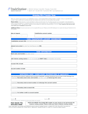 Outgoing Wire Transfer Form TradeStation