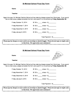 School Pizza Order Form