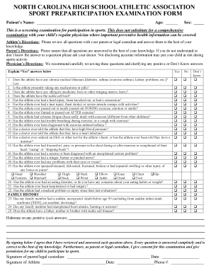 Nc Sports Physical Form