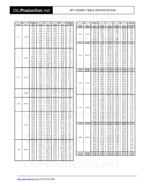 API Casing Table  Form