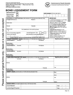 Australia Bond Form