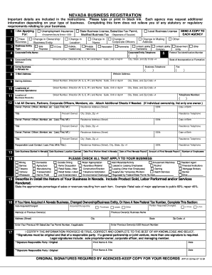 APP 01 00 Nevada Business Registration 7 12 04  Form