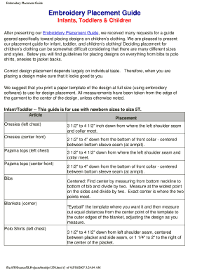 Embroidery Placement Guide  Form