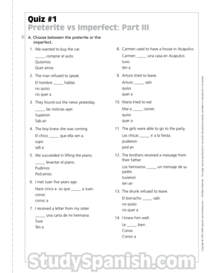 Preterite Vs Imperfect Worksheet PDF  Form