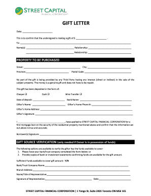 Capital Gift Letter  Form