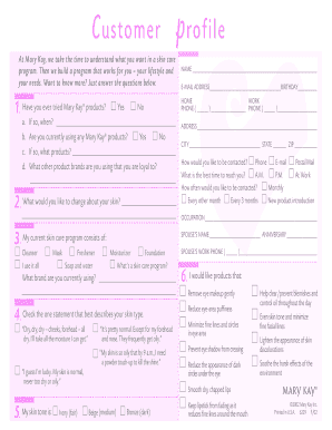 Mary Kay Profile Card  Form