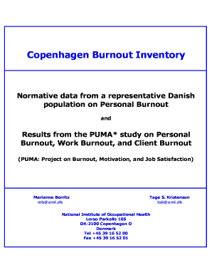 Copenhagen Burnout Inventory Download  Form