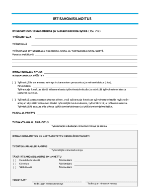 Irtisanomisilmoitus PDF  Form