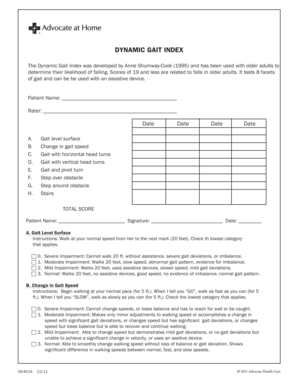 Dynamic Gait Index Calculator  Form