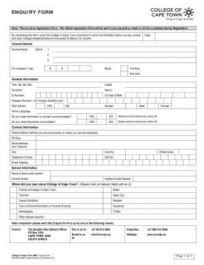 College of Cape Town Residence  Form
