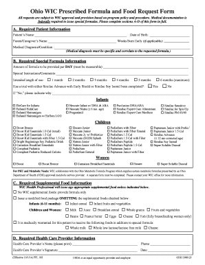 Ohio Wic Formula Prescription Form