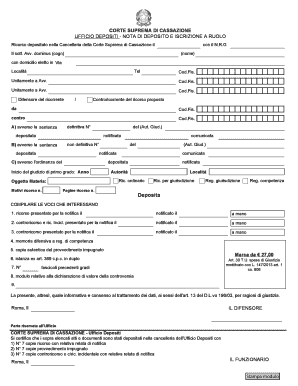 Nota Di Deposito Cassazione  Form