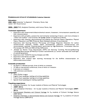 Curriculum Vitae Et Studiorum Template  Form