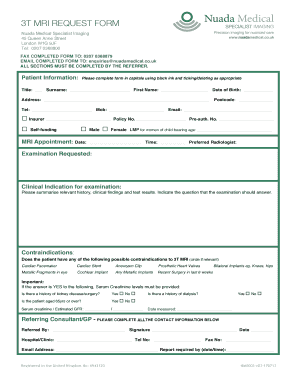 Mri Request Form Template