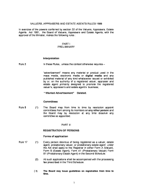 Valuers Appraisers and Estate Agents Rules 1986  Form