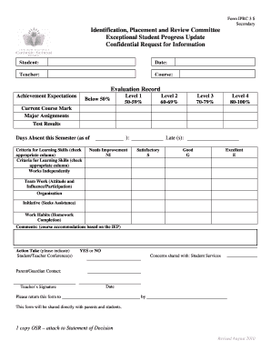 Form IPRC 3S Secondary