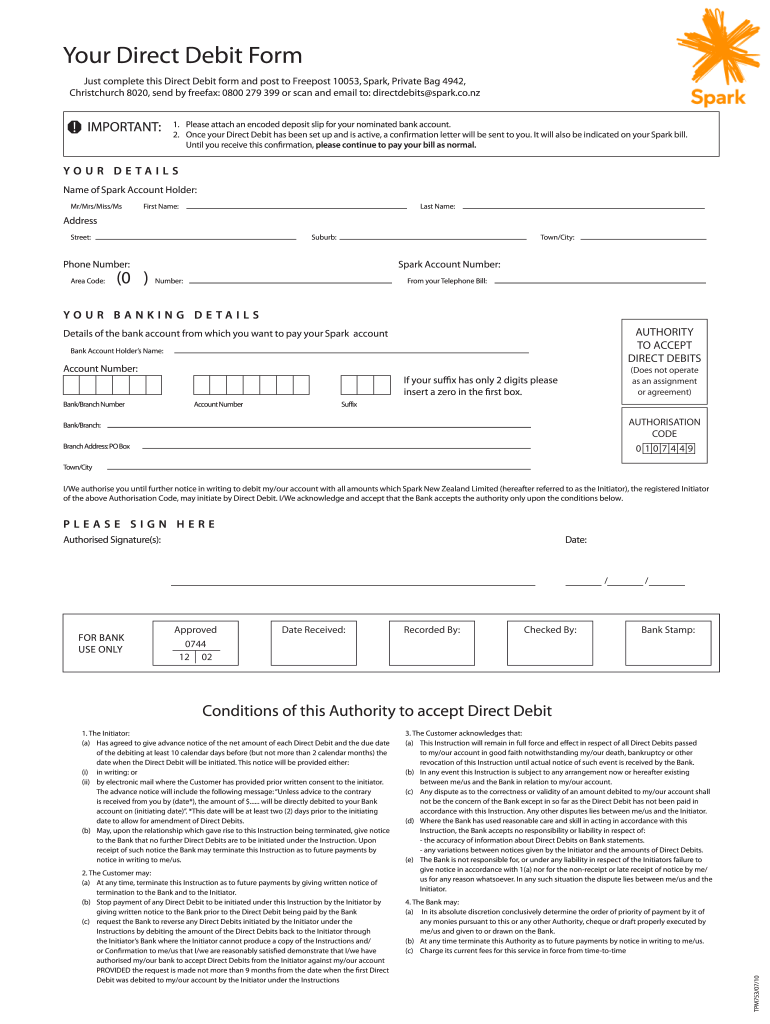 Spark Direct Debit Form