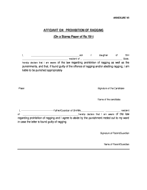 Annexure VII Anti Ragging Affidavit Cetdelhi Nic  Form
