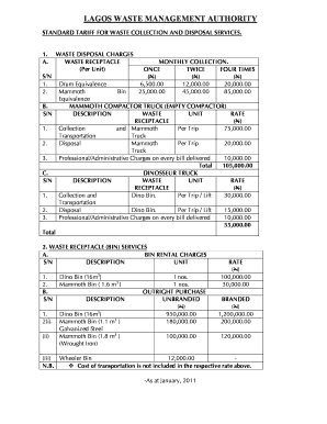 Lawma Tariff  Form