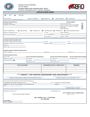 Taguig Business Permit Application Form