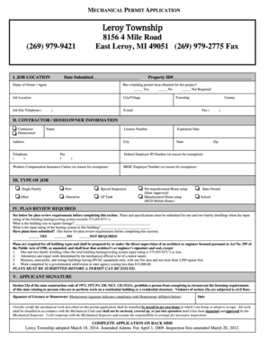 Michigan Permit Application Township  Form