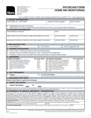 Alere Home Inr Monitoring  Form