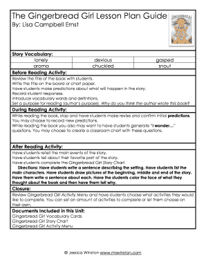 Gingerbread Girl Story Printable  Form