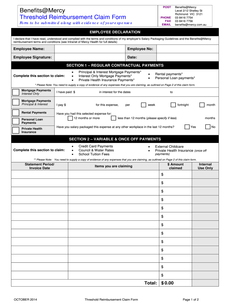  Reimbursement Claim 2014-2024