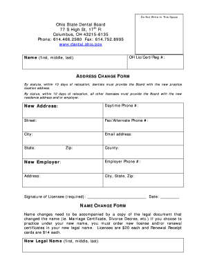 Ohio Dental Board  Form