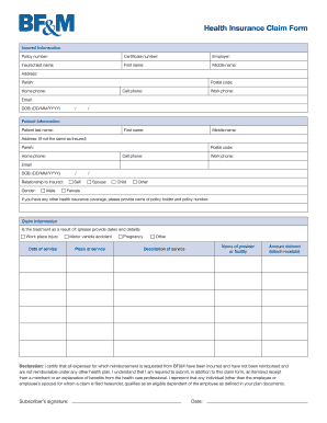 Bf M Insurance  Form