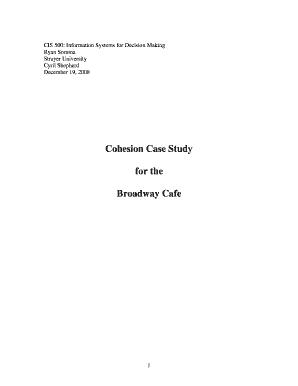 Broadway Cafe Cohesion Case Answers  Form