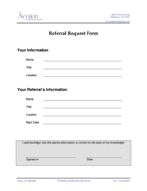 Referral Request Form Template