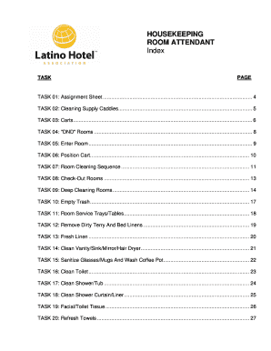 HOUSEKEEPING ROOM ATTENDANT Index Latino Hotel  Form