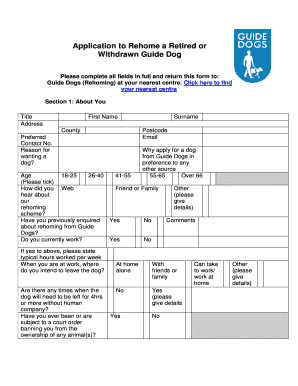 Rehoming Application Form Guidedogs Org