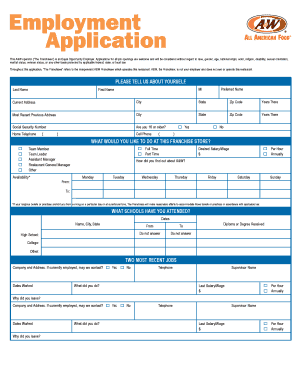 A W Application  Form