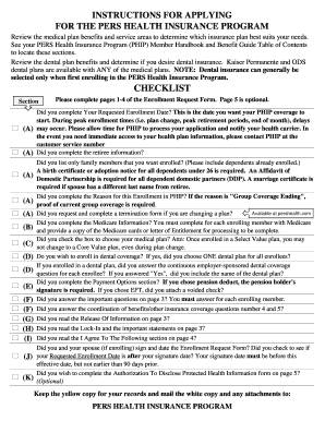 PHIP Enrollment Request Form PERS Health Insurance Program